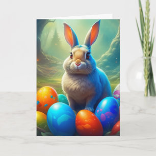 Cartes Pour Fêtes Annuelles Lapin de Pâques Ethérée avec forêt d'Oeufs