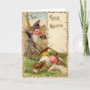 Cartes Pour Fêtes Annuelles Lapin de Pâques Gnome Œuf Coloré Peint