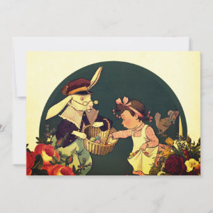 Cartes Pour Fêtes Annuelles Lapin de Pâques heureux avec un panier de Pâques v