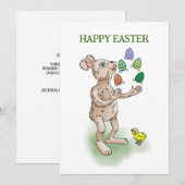 Cartes Pour Fêtes Annuelles Lapin de Pâques jonglant (Devant / Derrière)