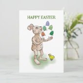 Cartes Pour Fêtes Annuelles Lapin de Pâques jonglant (Debout devant)