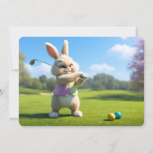 Cartes Pour Fêtes Annuelles Lapin de Pâques jouant au golf dans la Lowcountry