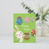 Cartes Pour Fêtes Annuelles Lapin de Pâques jouant avec des oeufs peints (Debout devant)