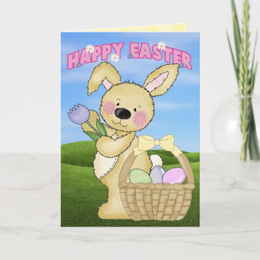 Cartes Pour Fêtes Annuelles Lapin de Pâques mignon (Devant)