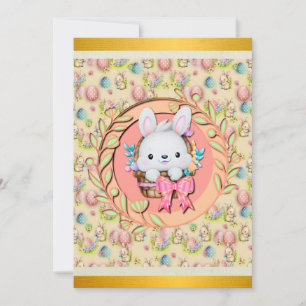 Cartes Pour Fêtes Annuelles Lapin de Pâques mignon assis dans le panier
