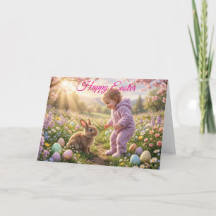 Cartes Pour Fêtes Annuelles Lapin de Pâques mignon et enfant