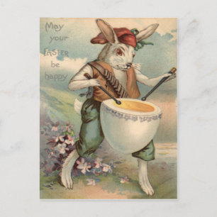 Cartes Pour Fêtes Annuelles Lapin de Pâques Œuf Tambour Joueur de Tambour Fleu