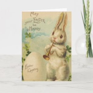 Cartes Pour Fêtes Annuelles Lapin de Pâques Oeuf Trèfle à quatre feuilles Trom