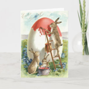 Cartes Pour Fêtes Annuelles Lapin de Pâques Peignant un Œuf Ne m'oubliez pas