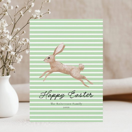 Cartes Pour Fêtes Annuelles Lapin de Pâques rayé