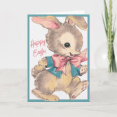 Cartes Pour Fêtes Annuelles Lapin de Pâques Rétro Mignon Personnalisé (Devant)