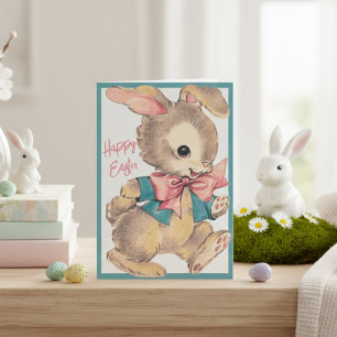 Cartes Pour Fêtes Annuelles Lapin de Pâques Rétro Mignon Personnalisé