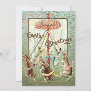 Cartes Pour Fêtes Annuelles Lapin de Pâques Ruban de danse de mai