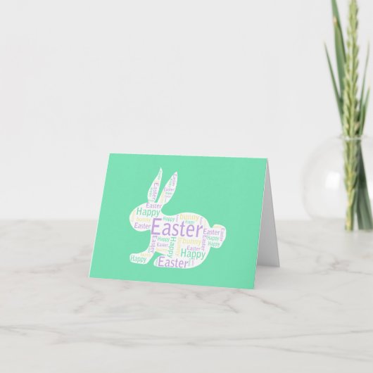 Cartes Pour Fêtes Annuelles Lapin de Pâques, vert (Devant)