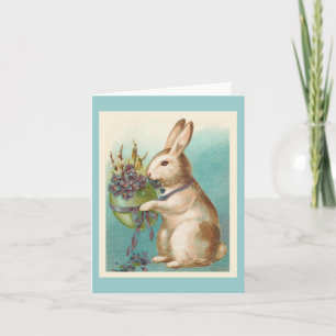Cartes Pour Fêtes Annuelles Lapin De Pâques vintage Avec Oeuf Vert