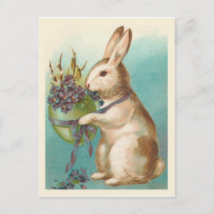 Cartes Pour Fêtes Annuelles Lapin De Pâques vintage Avec Oeuf Vert