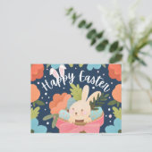Cartes Pour Fêtes Annuelles Lapin doux dans un panier-cadeau “Joyeuses Pâques” (Debout devant)