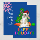 Cartes Pour Fêtes Annuelles Lapin Drôle Joyeuses Fêtes (Devant / Derrière)