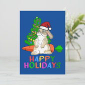 Cartes Pour Fêtes Annuelles Lapin Drôle Joyeuses Fêtes (Debout devant)