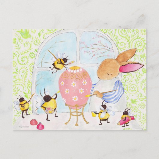 Cartes Pour Fêtes Annuelles Lapin et abeilles de Pâques (Devant)