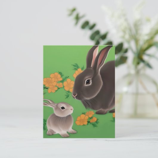 Cartes Pour Fêtes Annuelles Lapin et petit (Debout devant)