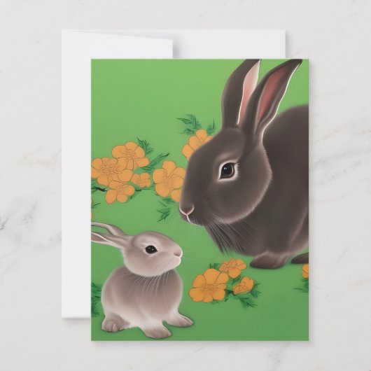 Cartes Pour Fêtes Annuelles Lapin et petit (Devant)