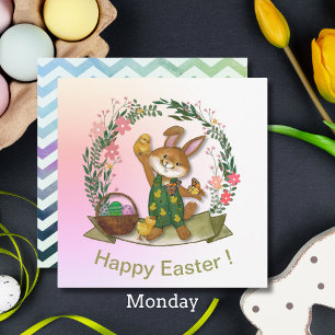 Cartes Pour Fêtes Annuelles Lapin et poussins de Pâques