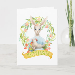 Cartes Pour Fêtes Annuelles Lapin et Tulipes printanières heureux Pâques