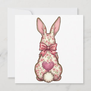 Cartes Pour Fêtes Annuelles Lapin Floral Cottontail Coquette Bow Pâques