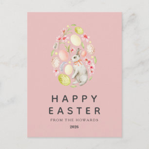 Cartes Pour Fêtes Annuelles Lapin Floral Moderne Élégant Simple   Joyeuses Pâq