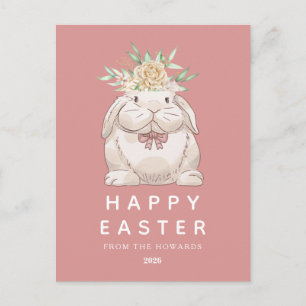 Cartes Pour Fêtes Annuelles Lapin Floral Simple Moderne Élégant Joyeuses Pâq