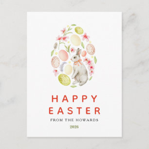 Cartes Pour Fêtes Annuelles Lapin Floral Simple Moderne Élégant Joyeuses Pâq