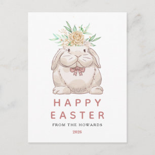 Cartes Pour Fêtes Annuelles Lapin Floral Simple Moderne Élégant   Joyeuses Pâq