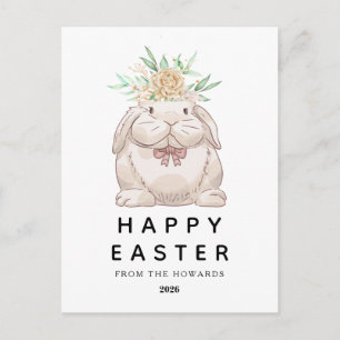 Cartes Pour Fêtes Annuelles Lapin Floral Simple Moderne Élégant Joyeuses Pâq