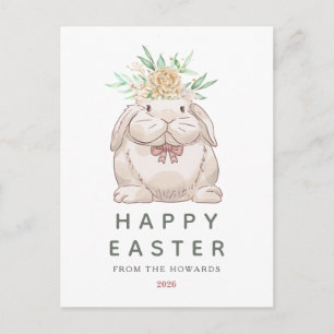 Cartes Pour Fêtes Annuelles Lapin Floral Simple Moderne Élégant Joyeuses Pâq