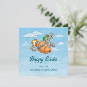 Cartes Pour Fêtes Annuelles Lapin Fusée (Debout devant)