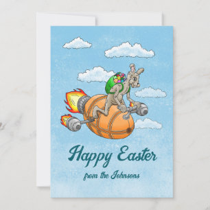 Cartes Pour Fêtes Annuelles Lapin Fusée