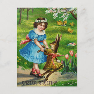 Cartes Pour Fêtes Annuelles Lapin habillé victorien et fille de danse de