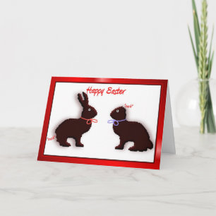 CARTES POUR FÊTES ANNUELLES LAPIN HEUREUX HUMORISTIQUE DRÔLE DE CHOCOLAT DE