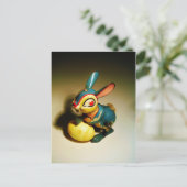 Cartes Pour Fêtes Annuelles lapin jouet et oeuf jaune pâle (Debout devant)