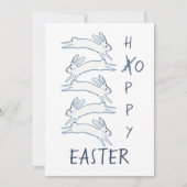 Cartes Pour Fêtes Annuelles Lapin Lapin Bleu Pâques Dessin Simple Mignonne (Devant)