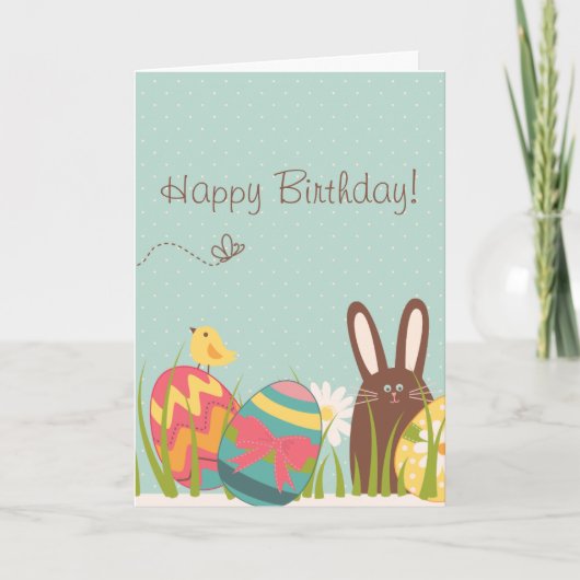 Cartes Pour Fêtes Annuelles Lapin mignon de chocolat et anniversaire d'oeufs (Devant)