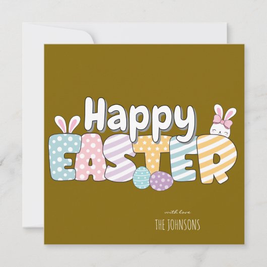 Cartes Pour Fêtes Annuelles Lapin Mignon Joyeuses Pâques (Devant)