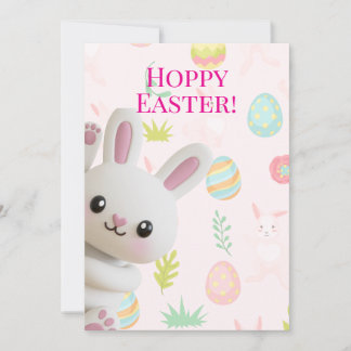 Cartes Pour Fêtes Annuelles Lapin mignon qui regarde Pâques joyeux