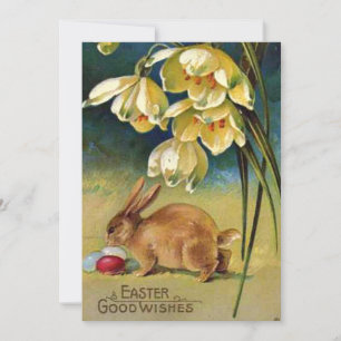 Cartes Pour Fêtes Annuelles Lapin, œufs et perce-neige, vintage 1910