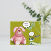 Cartes Pour Fêtes Annuelles Lapin Pâques Rose (Debout devant)