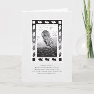 Cartes Pour Fêtes Annuelles Lapin par Eau "L'Hiver arrive !" Fête pliée