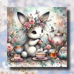 Cartes Pour Fêtes Annuelles Lapin pastel aquarelle thé de Pâques 