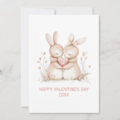 Cartes Pour Fêtes Annuelles Lapin personnalisé avec initiales Saint-Valentin à (Devant)