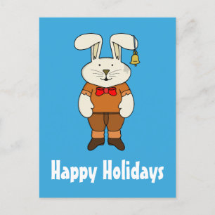 Cartes Pour Fêtes Annuelles Lapin personnalisé avec une cloche dans son oreill